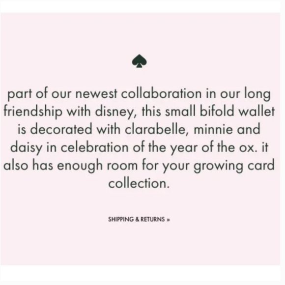 disney x kate spade minnie mouse clarabelle & friends small bifold wallet - Picture 14 of 14